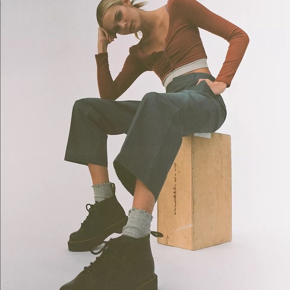 ‼️SOLD‼️DICKIES x UO olive high waisted ankle pant - Picture 2 of 4